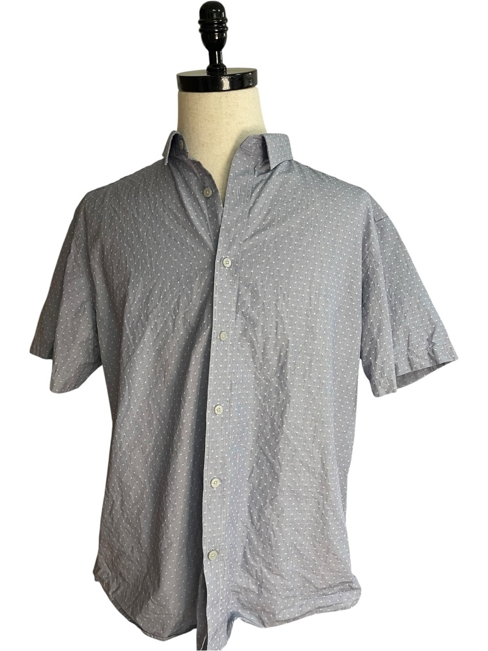 UNTUCKit Thornton Short Sleeve Button Down Shirt Blue White